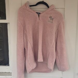 MV Maine Sport Pink Sherpa Half-Zip Hooded Pullover
